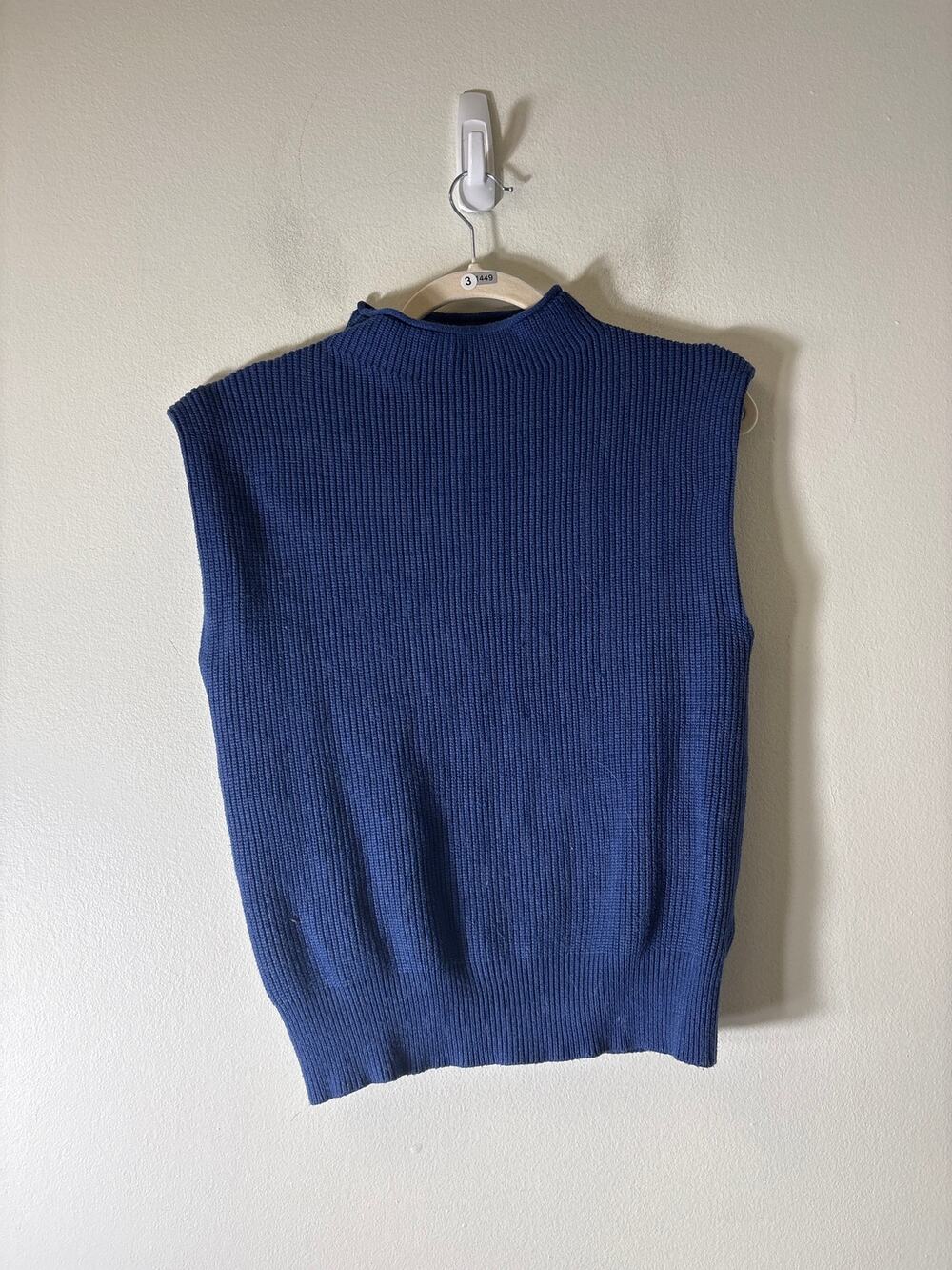 Anrabess Navy Mock Neck Sleeveless Sweater Sz XS